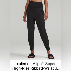 Super high rise stretch jogger, black, Lululemon size 14. Waist band folds over